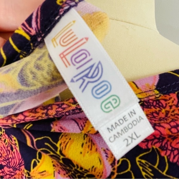 LuLaRoe Floral Julia Dress- Dark Purple with Multicolored Flowers- Size 2XL - Picture 6 of 7
